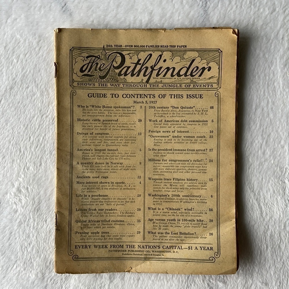 The Pathfinder Newspaper March 5 1927 Vintage